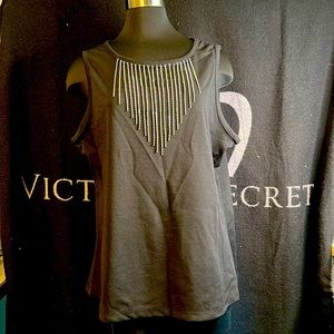 Black dressy tank with bling accents 2x